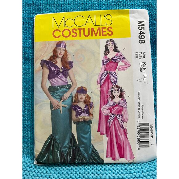 McCalls 5498 pattern girls mermaid princess costume size 3-8 - Picture 1 of 7